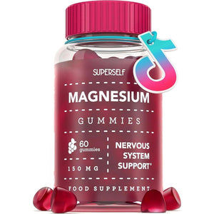 Magnesium Gummies for Adults & Kids - 150Mg Magnesium Supplements for Sleep, Relaxation & Muscle Support - Natural Grape Flavour - No Artificial Colours - Vegan - 60 Gummies Easy to Chew