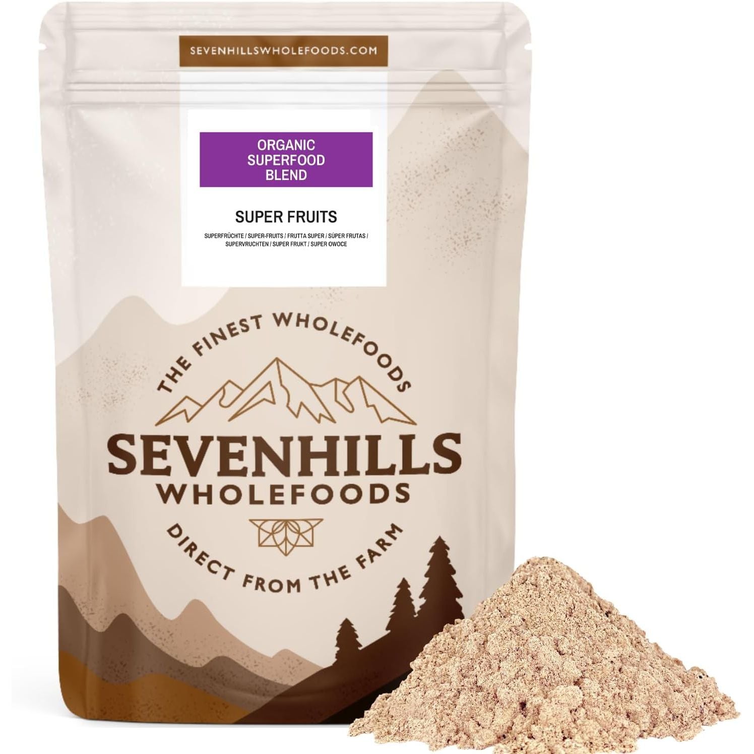 Sevenhills Wholefoods Organic Super Fruit Powder Blend - Superberries - with Acai, Baobab, Acerola and Lucuma, Supports Immunity& Skin Health, Reduce Fatigue, Natural Vitamin C,150G - No Sugar