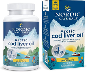 Nordic Naturals Arctic Cod Liver Oil, Lemon - 90 Soft Gels - 750 Mg Total Omega-3S with EPA & DHA - Heart & Brain Health, Healthy Immunity, Overall Wellness - Non-Gmo - 30 Servings