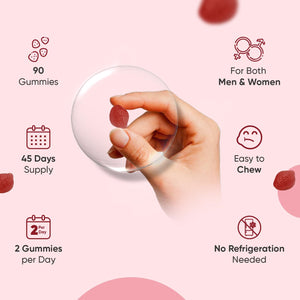 Vegan Probiotic Gummies with Prebiotic - 45 Days Supply (90 Gummies) - Natural Strawberry & Vanilla Flavour - Spore-Forming Bacillus Coagulans Strain & Prebiotic Fibre Inulin - for Men & Women