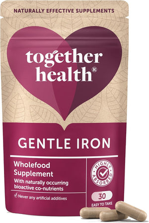 Gentle Iron – Together Health – Whole Food Nutrients – Iron and B Vitamins – Vegan Friendly – Made in the UK – 120 Vegecaps – Pack of 4