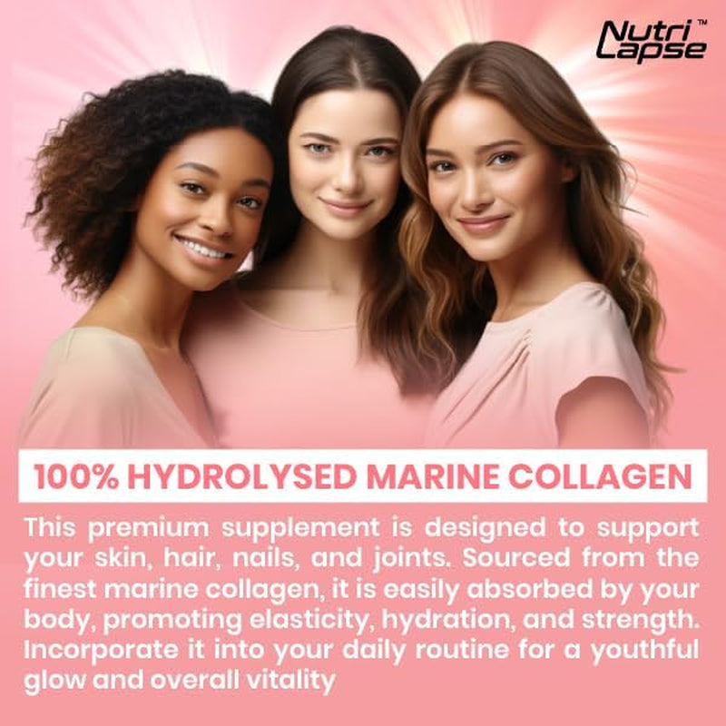 120 Pure Marine Collagen Boosting Advanced Granular Biotechnology Capsules | Type 1 Hydrolysed Marine Collagen with Biotin and Hyaluronic Acid | Slow Release Maximum Absorption.