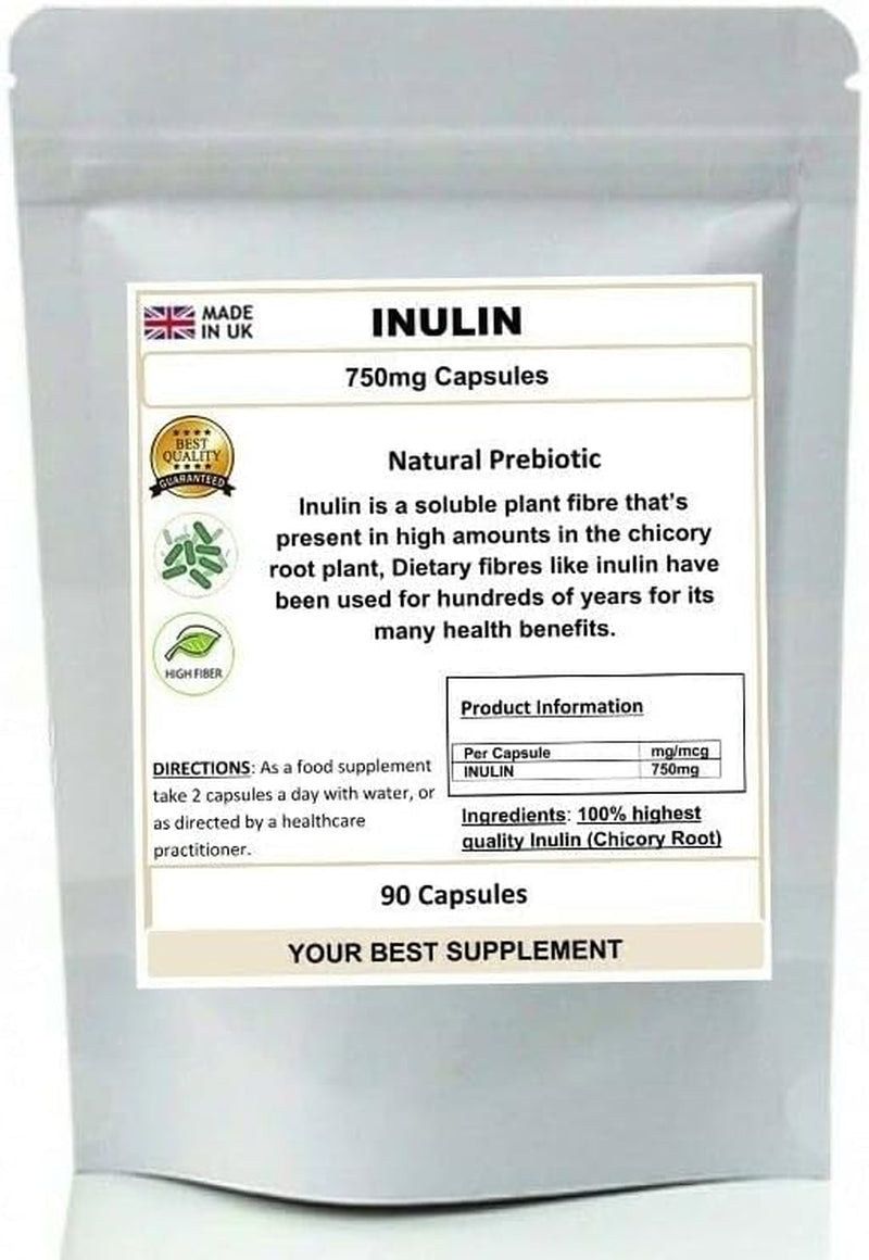 Inulin Capsules Natural Prebiotic Pure No Additives (High Grade) 90