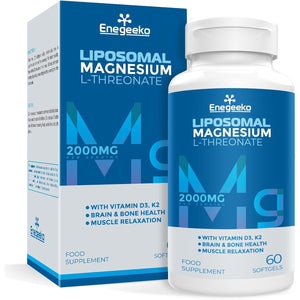 Liposomal Magnesium Softgels 2000Mg - Magnesium Supplement with Vitamin D3 & K2 Non-Gmo, Gluten-Free 60 Softgels