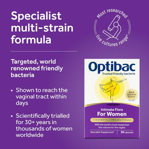 Optibac Probiotics for Women – Vaginal Probiotics – Specialist Supplement with a Scientifically Proven Formula for Vagina Flora – 30 Capsules