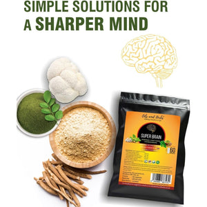 Super Brain- Moringa with Ashwagandha Lion Mane Mushroom 8600Mg- 100% Natural- No Added Fillers or Binders- Boost Your Brainpower and Enhance Mental Clarity