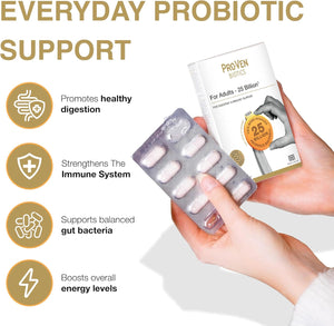 Pro-Ven Probiotics for Adults | Digestive Health & Immune System Support | 25 Billion CFU & Multivitamin Supplement | High-Strength Gut Support | 30 Capsules