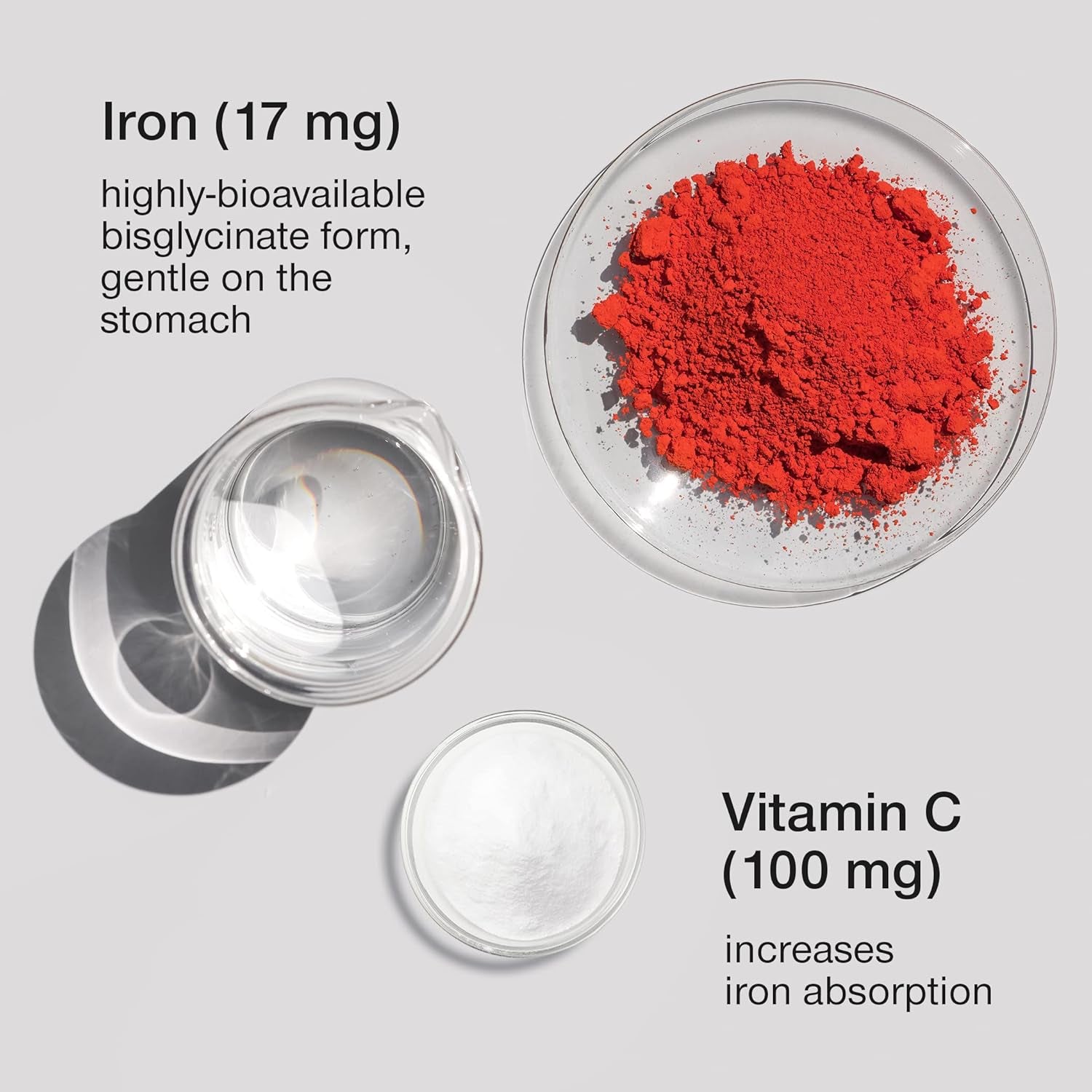 Gentle Iron Tablets 17Mg - High Strength Iron Supplements for Women & Men with Vitamin C - Ferrous Bisglycinate for High Absorption - 60 Vegan Capsules - Energy Tablets for Tiredness and Fatigue