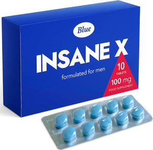 INSANE X - 10 Extra Strong Pills for Men UK - Natural Fast-Acting Ginseng Tablets for Men - for Enhanced Performance & Stamina - Food & Herbal Supplement