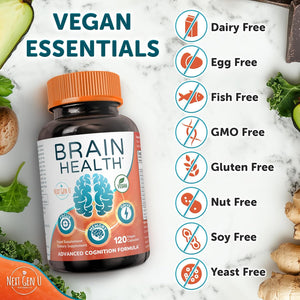 Brain Supplement - 120 Vegan Capsules - Dietary Nootropic May Help Memory, Cognitive Function & Focus - Formulation with Amino Acids, Polyphenols & B Vitamins - for Women, Men & Seniors - by Nextgenu