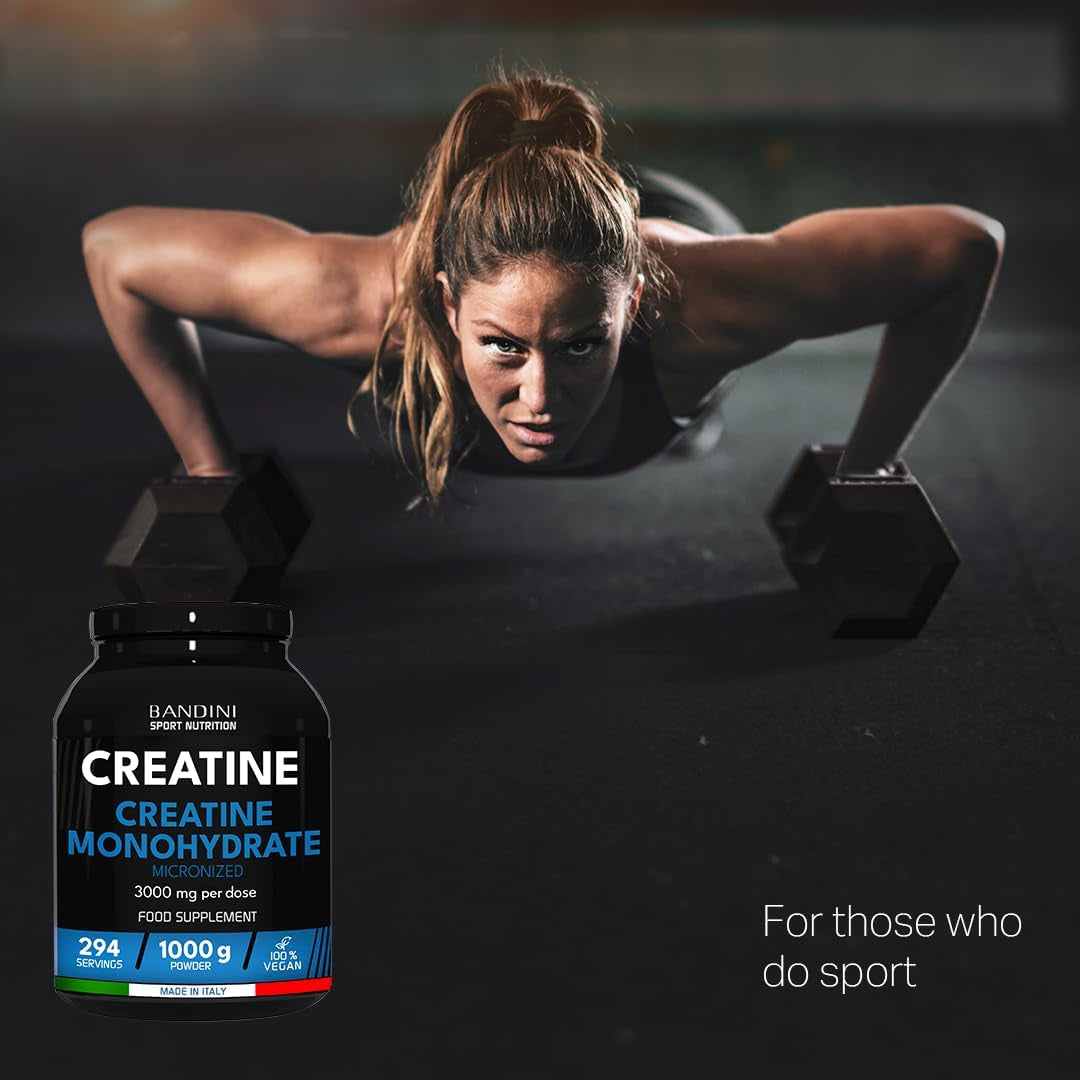 Bandini® Creatine Monohydrate Powder 1Kg/1000G | Pure Creatin Micronised | Improve Training, Sport, Gym, Pre Workout, Physical Performance and Recovery | Muscle Power & Strength | 100% Vegan | Non-Gmo