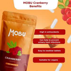 Cranberry 12,000Mg 120 Tablets | High Strength UTI Support | Healthy Bladder & Urinary Function | Vegan UK Made | GMP Approved | MOBU