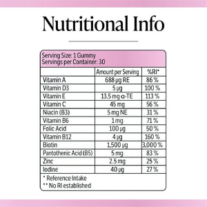 Millions & Millions - Hair, Skin & Nails Multivitamin Gummies • Maintenance of Hair, Skin & Nails • Suitable for Vegetarians • 30 Gummies • 1 Month Supply