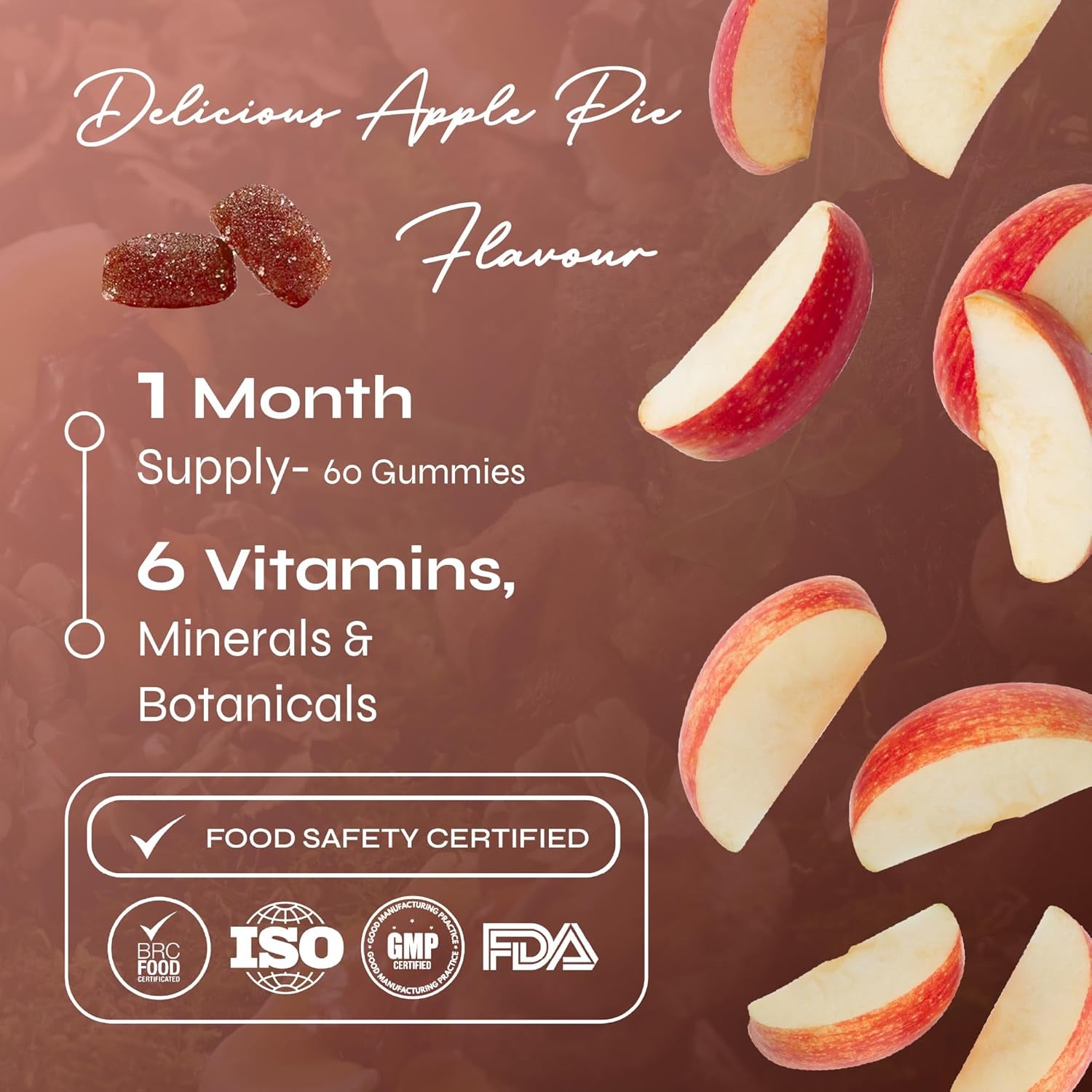 Known Mood Mushrooms Gummies - Lion’S Mane, B Vitamins - Brain Health & Hormone Balance - Natural Apple Pie Flavour - 60 Vegan Gummies, 1 Month Supply