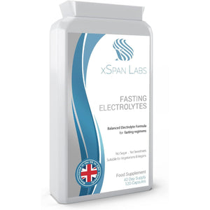 Fasting Electrolytes - 120 Capsules - Advanced Rapid Rehydration Formula with a Balanced Magnesium, Sodium, Potassium & Chloride Blend - Suitable for Ketogenic Diets - Vegan Friendly - UK Made