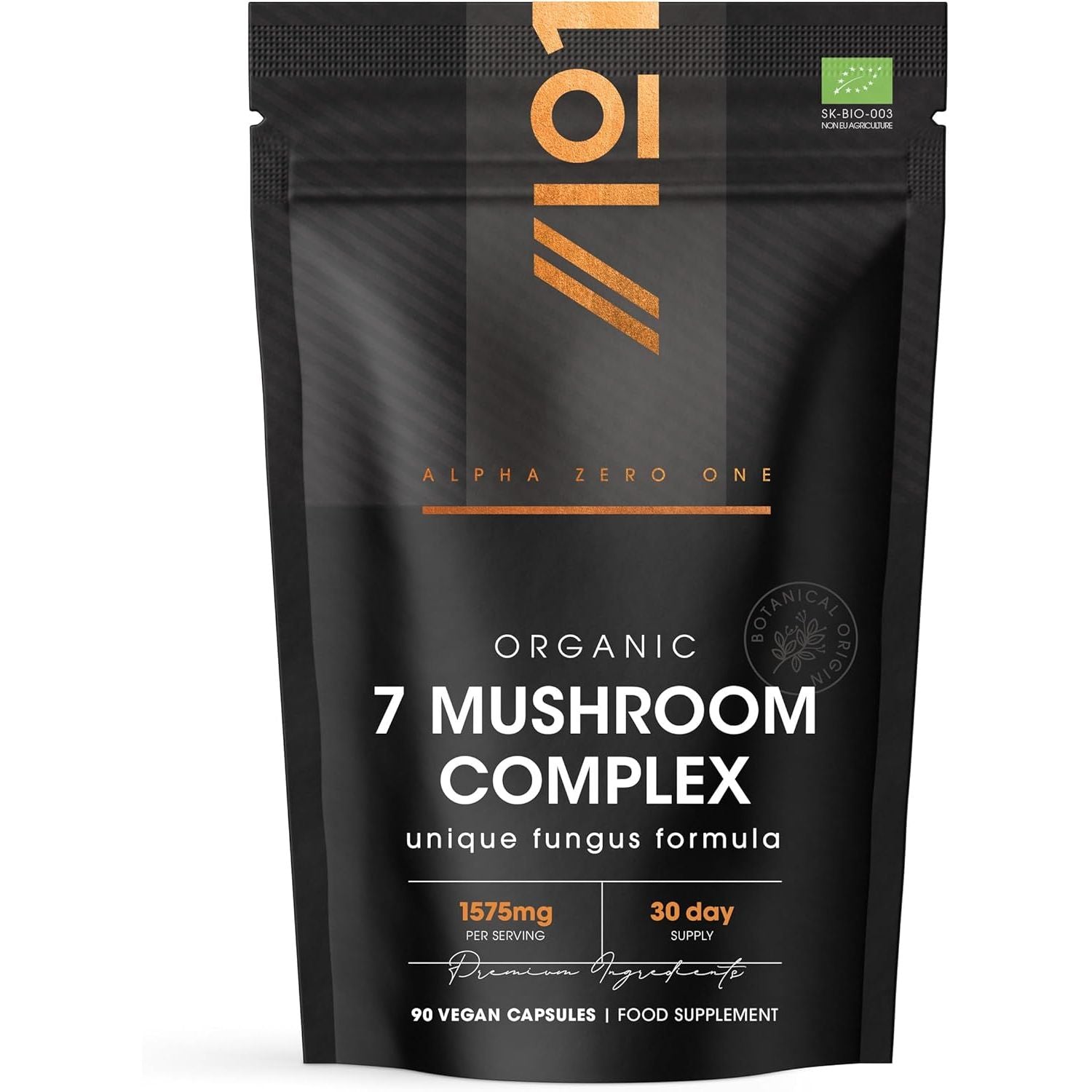 Organic Mushroom Complex 1575Mg - 90 Capsules - Reishi, Cordyceps, Lion'S Mane, White Fungus, Maitake, Shitake & Chaga (1 Month Supply) by Alpha01