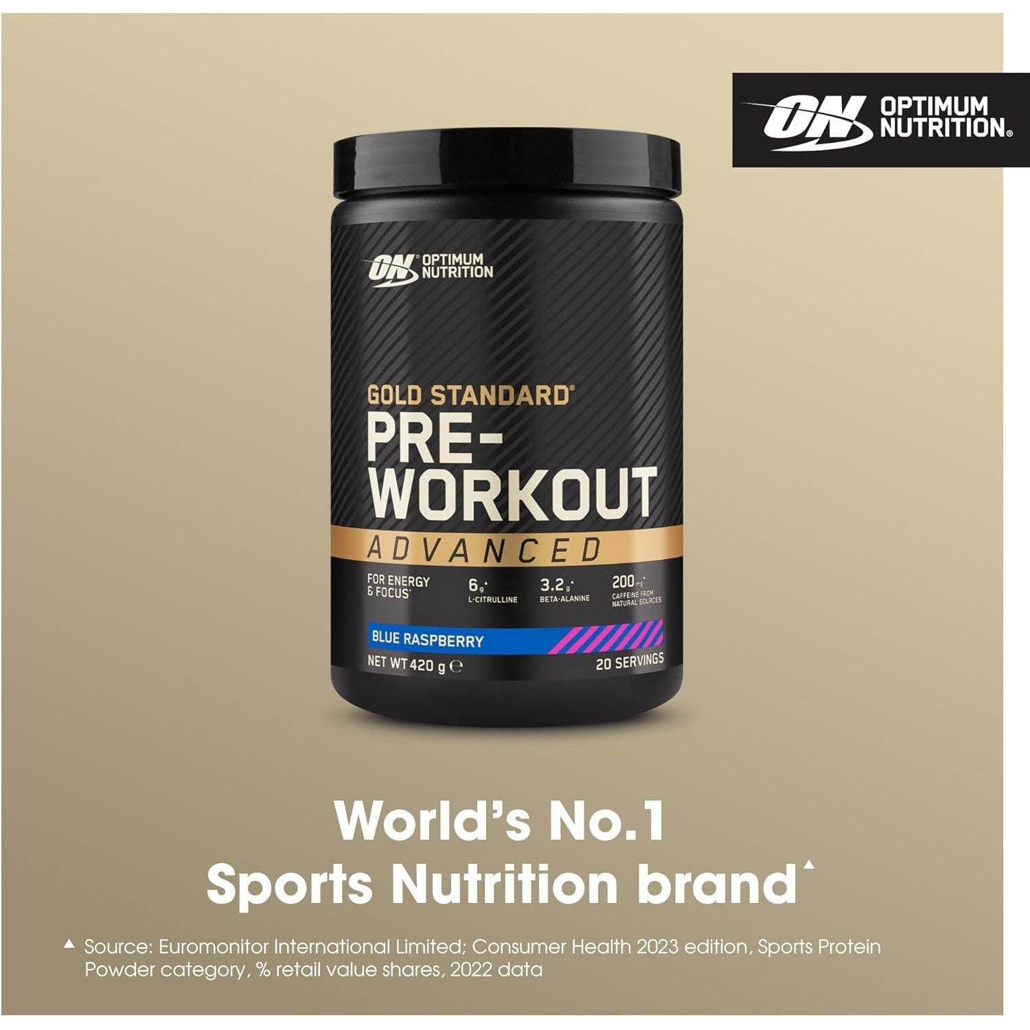 Optimum Nutrition on Gold Standard Pre-Workout Advanced with L-Citrulline, Beta-Alanine and Caffeine, Blue Raspberry, 20 Servings, 420 G