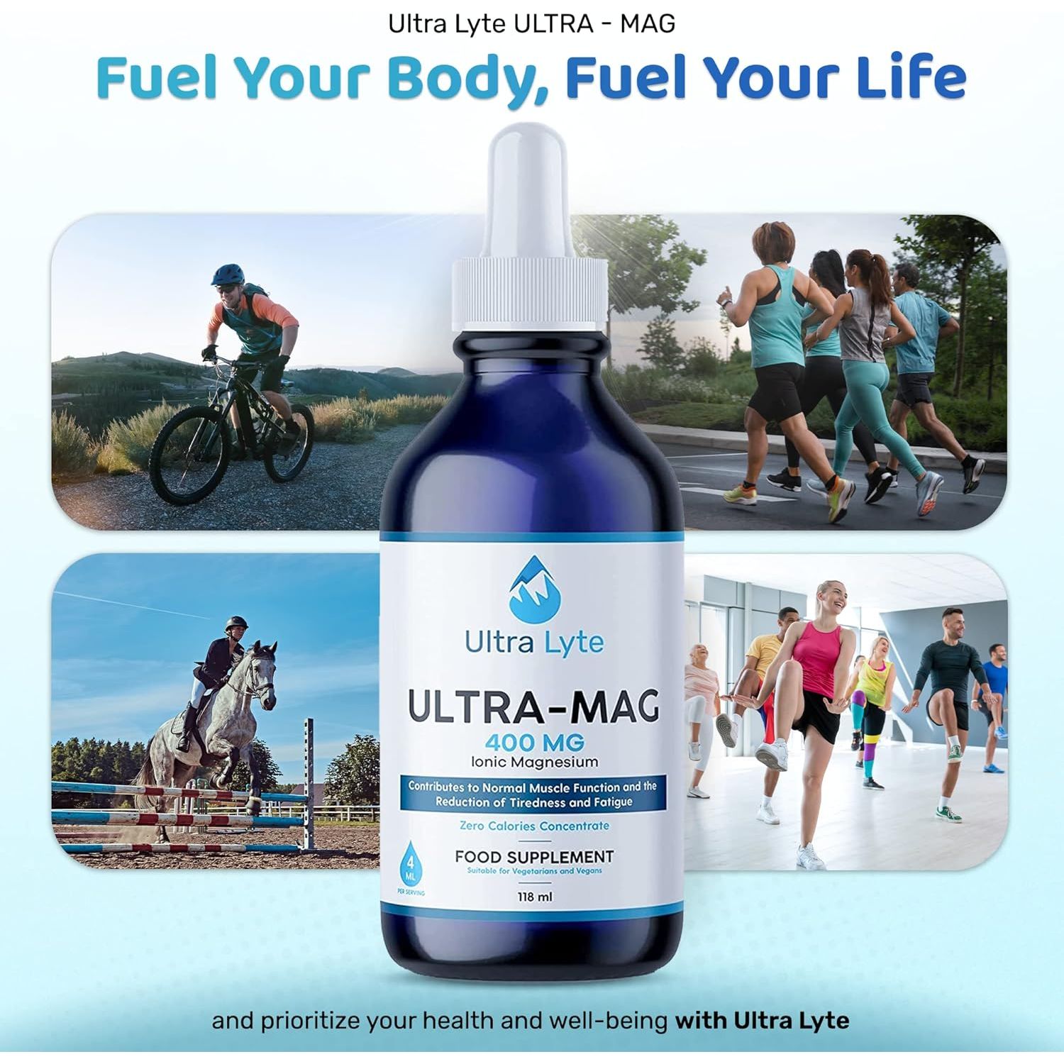 Ultra Lyte Ultra Mag Ionic Magnesium Supplement – 118Ml Food Supplement – Concentrated 400Mg Liquid Minerals – Reduce Tiredness & Fatigue – Supports Electrolyte Balance & Muscle Function