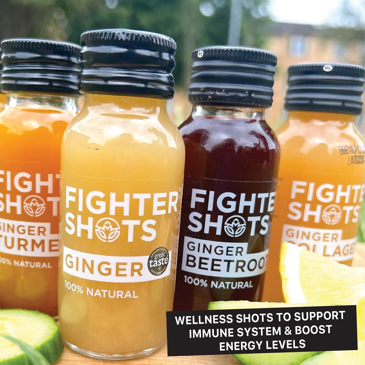 Fighter Shots Mixed Pack (12X60Ml)| Ginger, Ginger Turmeric, Ginger Collagen & Ginger Beetroot | 100% Natural | Perfect Morning/Post Workout Pick Me up | No Preservatives