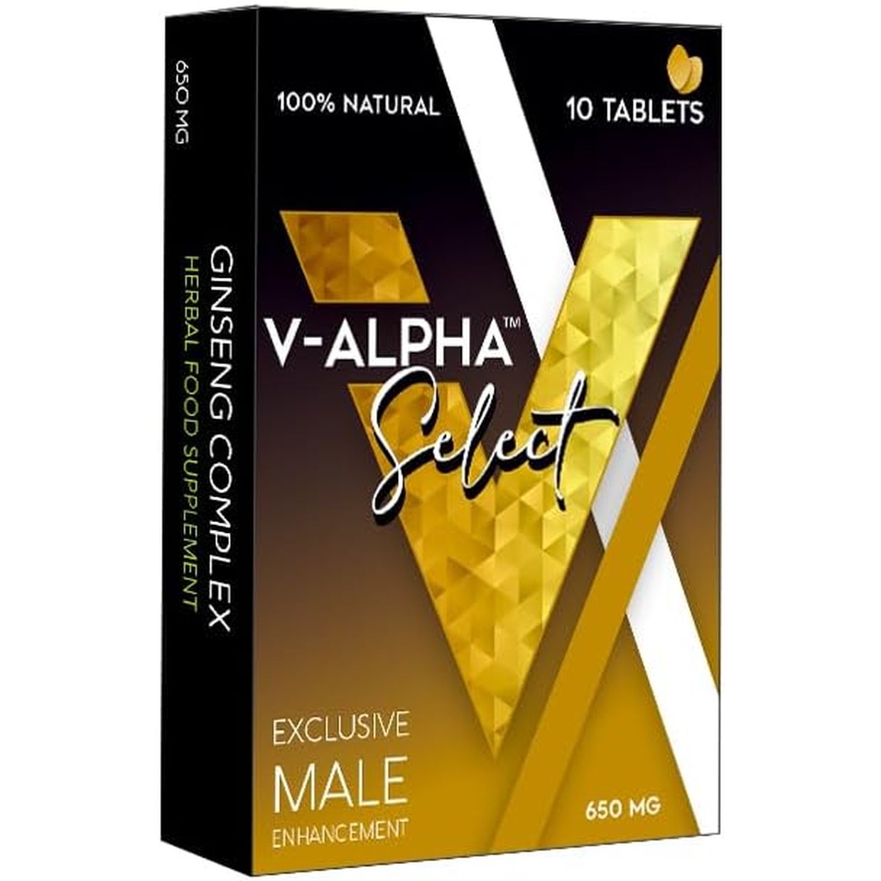 V-ALPHA Select - Longer, Stronger, and Harder – Performance and Stamina Endurance Booster Herbal Supplement for Men with Ginseng – 10 Tablets