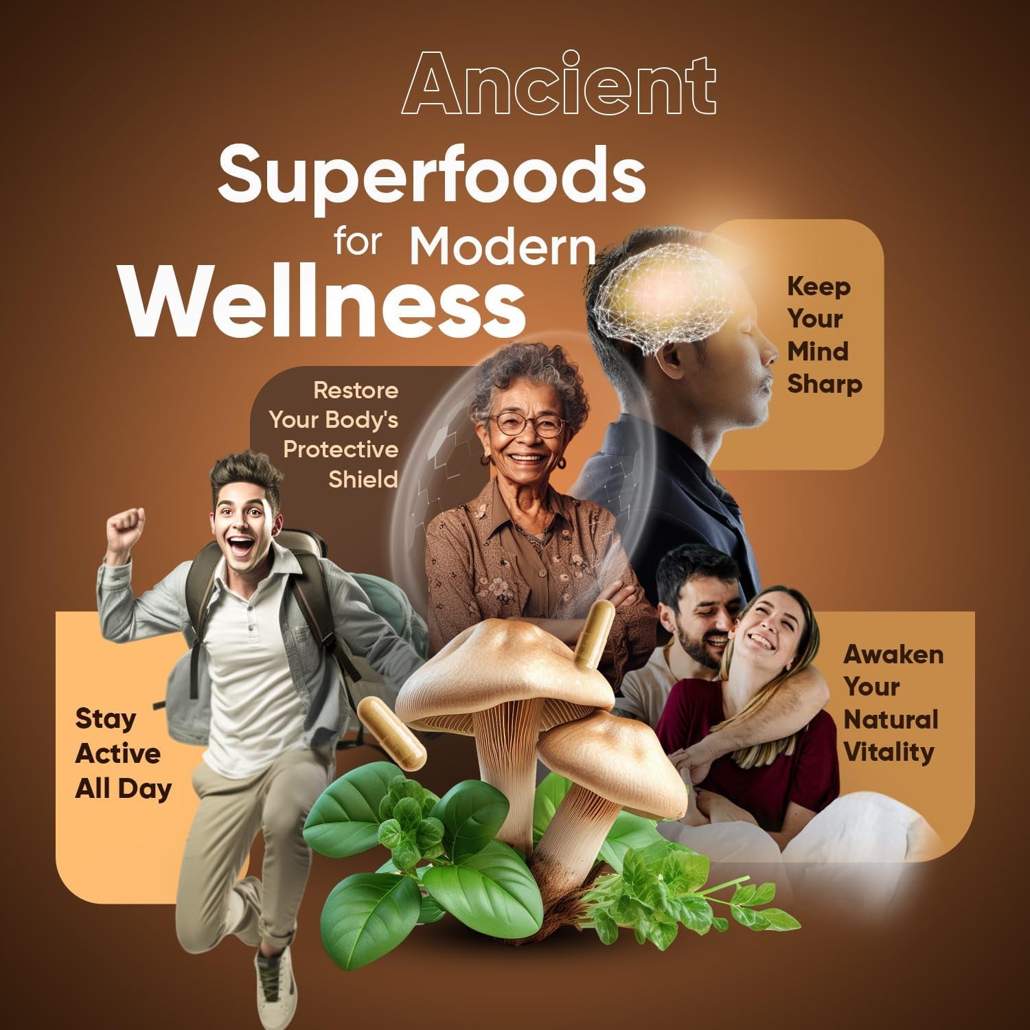 Organic Mushroom Complex 8-180 Capsules - 1000Mg - Lion'S Mane & 7 Mushroom Blends (Reishi, Chaga, Cordyceps, Shiitake, Oyster, Maitake & Coprinus) - Added Turmeric & Ginger - Vegan & Non-Gmo