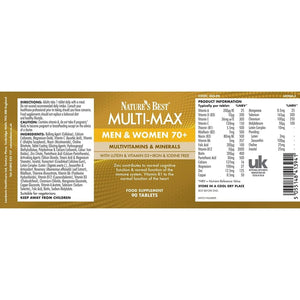 Nature'S Best Multi-Max Multivitamin for Age 70+ - Advanced Support with Vitamin C, D and Calcium for Immune Support & Bone Health for Seniors - UK Made - 90 Tablets (3 Months' Supply)