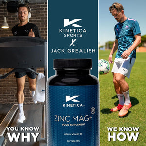 Kinetica Sports Zinc Mag+ | 420Mg Magnesium, 16.5Mg Zinc, 193Μg Selenium & 4.8Mg Vitamin B6/Serve, 30 Servings/90 Capsule Pack | 3 Capsules/Day| Scientifically Formulated Blend| Promotes Healthy Sleep