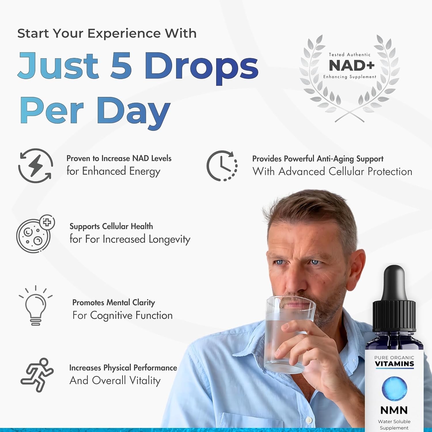 NAD+ Supplement Liposomal - Proven 50% Better Absorption - Patented Cellular Delivery - 40 Day Supply - NAD+ Enhancer - Pure anti Age - Liquid Drops - Swiss Made