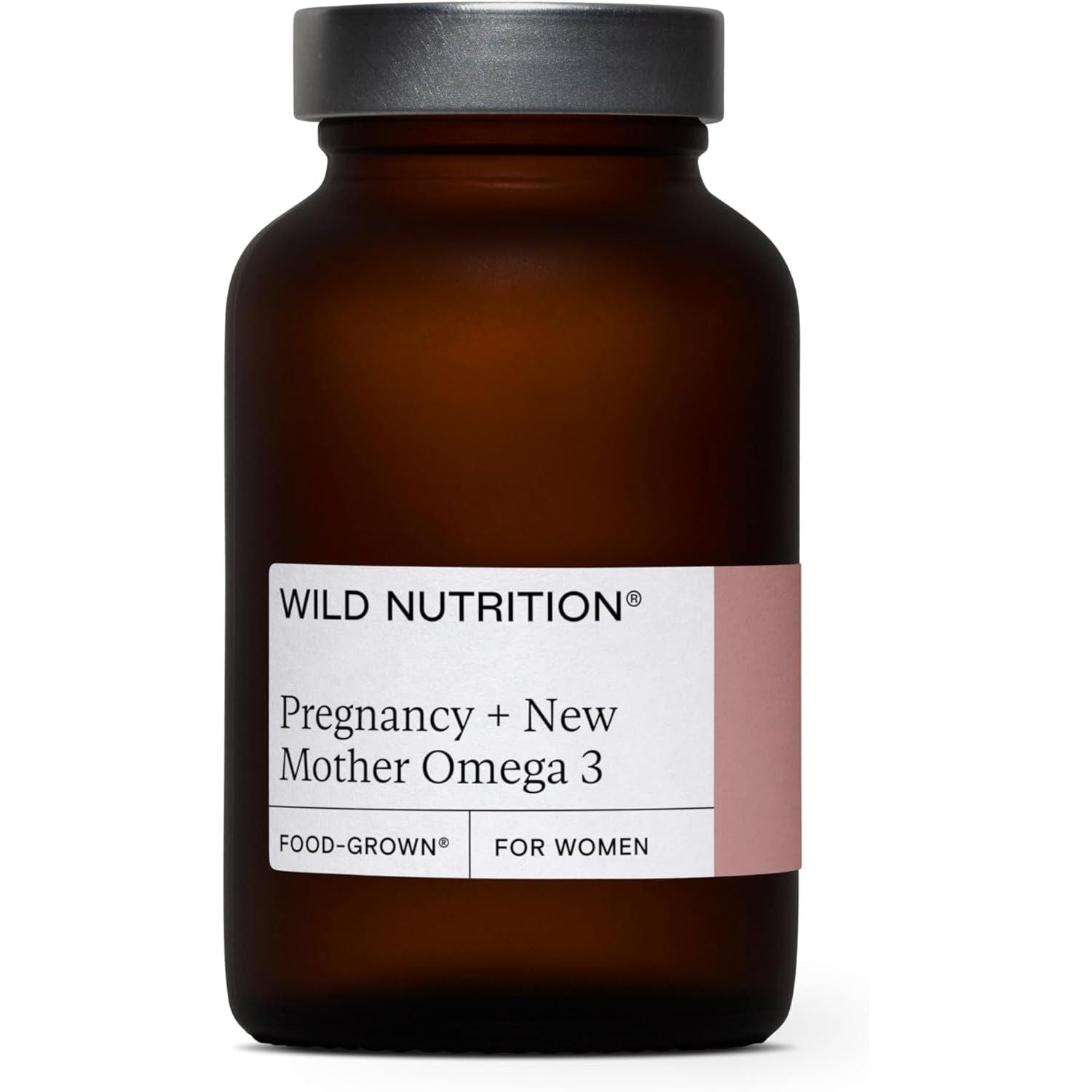 WILD NUTRITION Food-Grown® Pregnancy + New Mother Omega 3 | Omega 3 Pregnancy Vitamins for Women | Prenatal Omega 3 Pregnancy Supplement | Sustainably Sourced Essential Fatty Acids & DHA | 60 Capsules