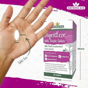 Natures Aid Digesteeze Milk Thistle 60 Tablets – Supports Liver & Digestive Health – High Strength Silymarin – Vegan, Non-Gmo, Gluten-Free – Traditional Herbal Remedy for Indigestion Relief