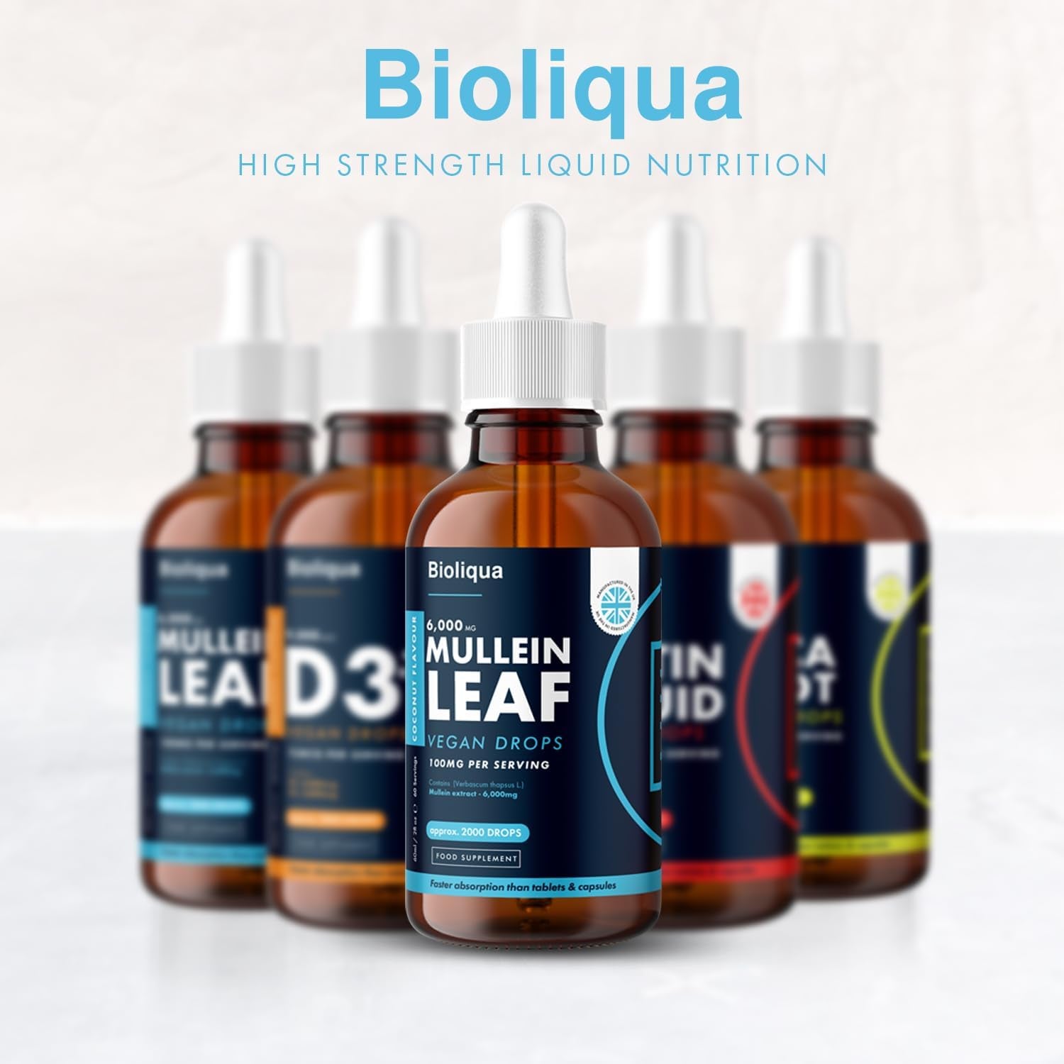 Mullein Leaf Liquid Drops - 60Ml - 2 Month Supply - High Strength - Vegan - 60 Servings - Premium Mullein Leaf Extract - 6,000Mg per Bottle - Fast Absorption - UK Made by Balance (1X Pack)
