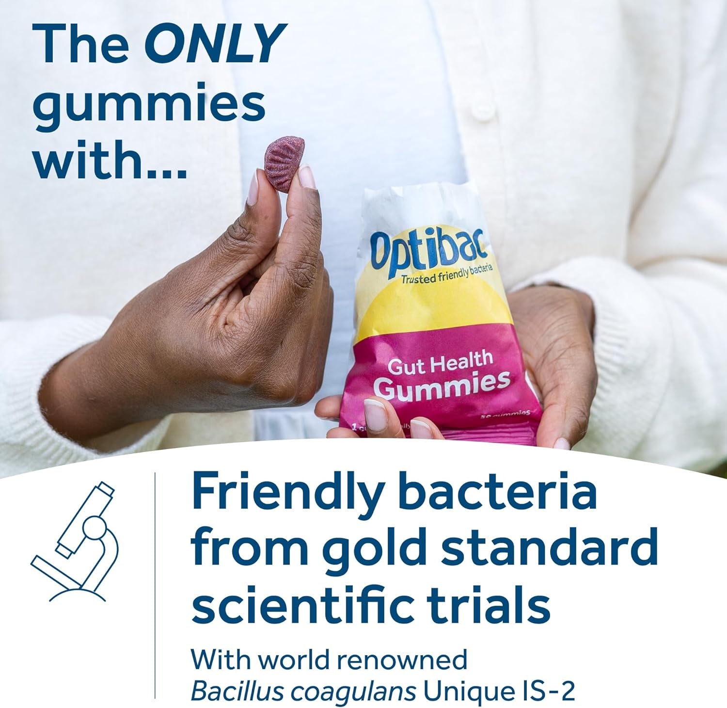 Optibac Probiotics Gut Health Gummies - Vegan Digestive Probiotic Supplement with Vitamin D, Zinc & Calcium for Immune Support & Gut Health - 5 Billion Bacterial Cultures - 30 Gummies