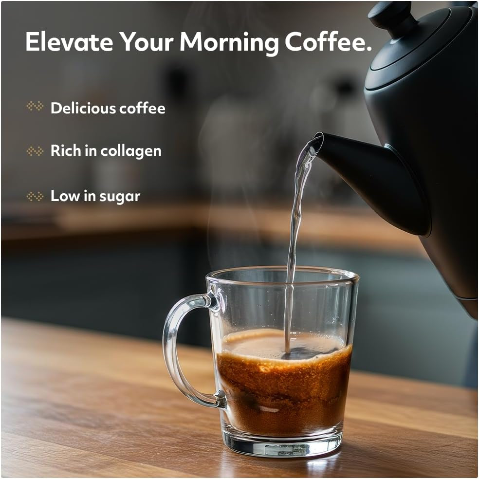 Protein Works - Collagen Protein Coffee, Bovine Collagen Powder, Premium Hydrolysed Collagen, Caramel Latte, 475G, 19 Servings