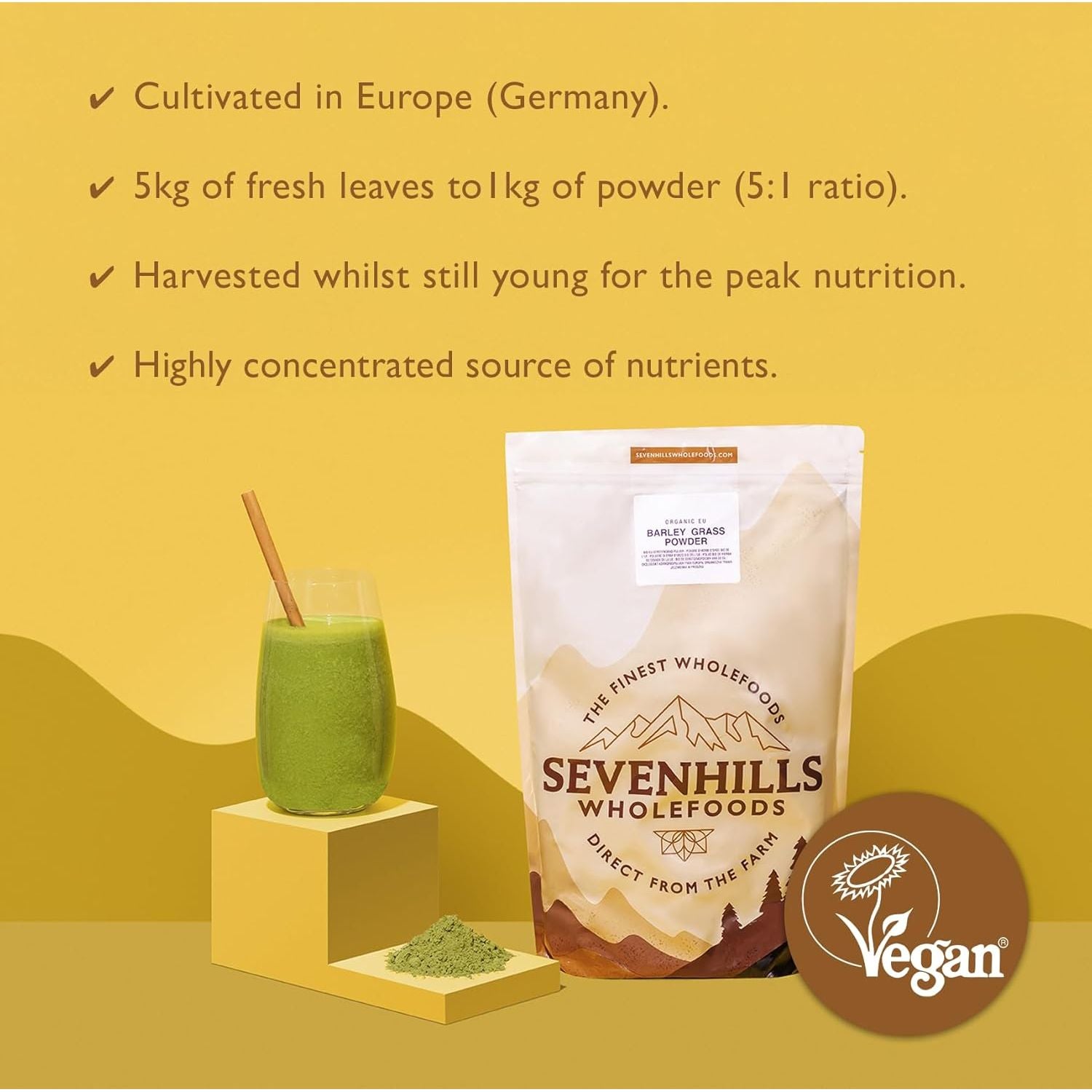 Sevenhills Wholefoods Organic European Barley Grass Powder 200G