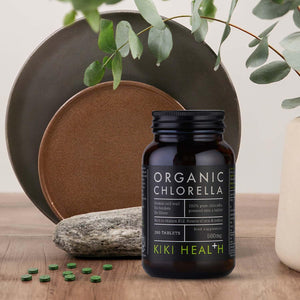 KIKI Health Organic Chlorella Tablets | 100% Organic Chlorella - Digestive, Immune, & Brain Health | Natural Source of Vegan Protein & Vitamins | Superfood for Detox Support, 200 Tablets (500Mg)