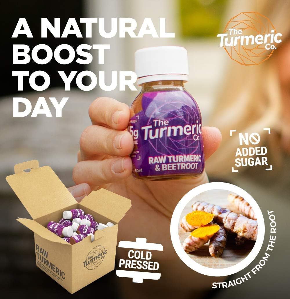 Turmeric, Ginger, Beetroot Shots - the Turmeric Co 7 Pack of Mixed Shots of Healthy, Vegan Shot Drinks, High Strength, Immune Support Made from Fresh Cold Pressed Turmeric and Ginger, Made in the UK
