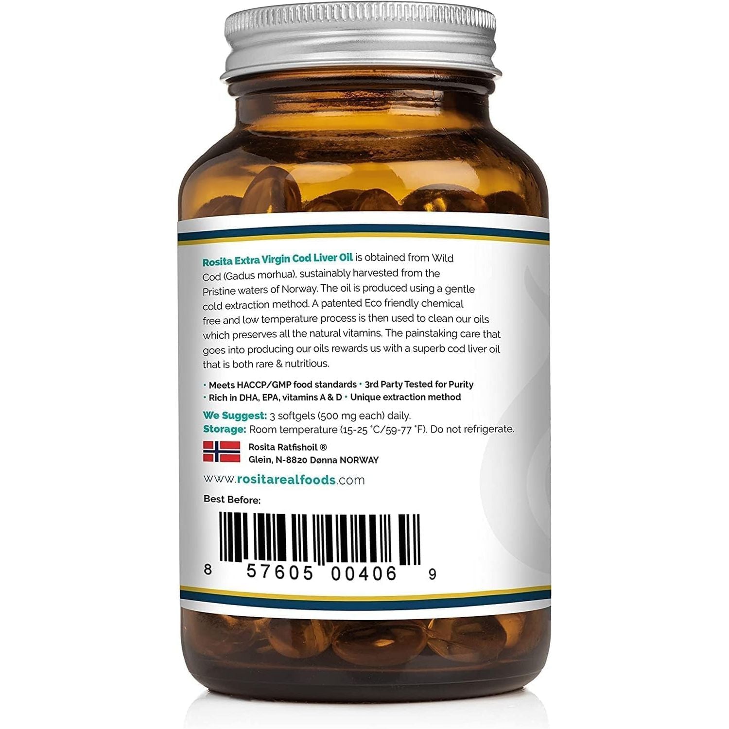 Rosita Real Foods Extra Virgin Cod Liver Oil (EVCLO) Softgels - 90 Softgels, 0.21 Kilograms