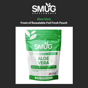 SMUG Supplements Aloe Vera - 60 Capsules - High Strength Natural Herb to Support Colon Cleanse and Detox - Two-A-Day - Equivalent to 12000Mg Leaf Juice - Made in Britain