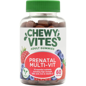Chewy Vites Women'S Prenatal Multivitamin, 60 Multivitamin Gummies, 16 Essential Nutrients with Folic Acid, Iron and Vitamin D, 1 Month Supply, Vegan, Blueberry and Raspberry Flavour
