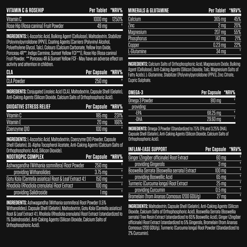 Applied Nutrition Black Stak - Complete Performance Complex - 30 All-In-One Sachets for Health and Immune Support with Multivitamins Antioxidants Aminos Minerals Enzymes and More