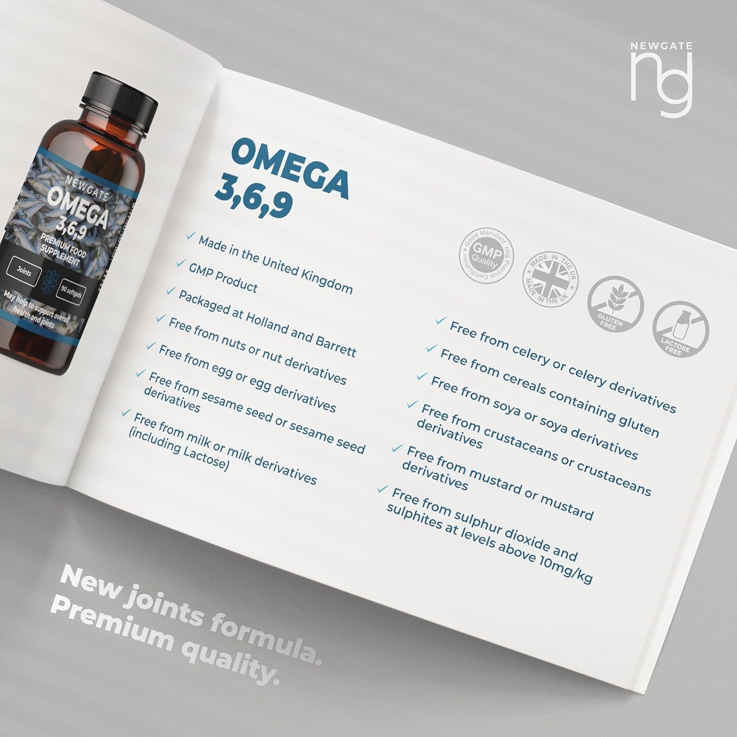 Omega 3 6 9 - Premium Nutritional Supplement - 90 Triple Omega Softgels - Made in the UK