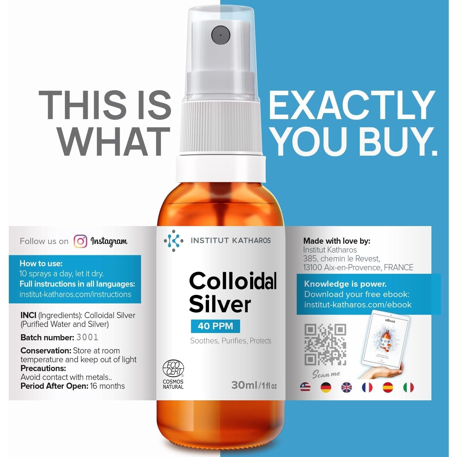 Premium Colloidal Silver Spray 40 PPM 30Ml ● 100% Natural ● Superior Concentration, Smaller Particles = Better Results ● Certified by 3 Independent Laboratories ● Choose a Specialist