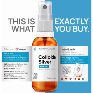 Premium Colloidal Silver Spray 40 PPM 30Ml ● 100% Natural ● Superior Concentration, Smaller Particles = Better Results ● Certified by 3 Independent Laboratories ● Choose a Specialist