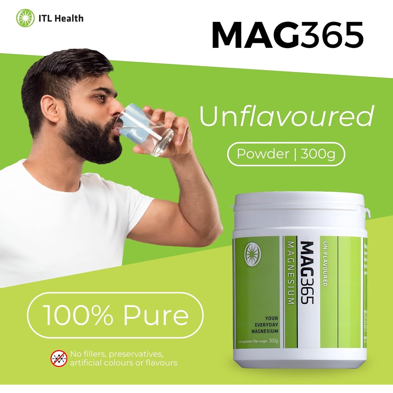 MAG365 Magnesium Citrate Powder - Highly Absorbable Magnesium Supplement - Unflavoured 300G