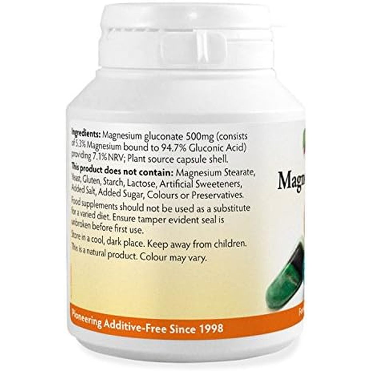 Magnesium Gluconate 500Mg X 90 Capsules (100% Additive Free)