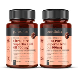 Ultra Pure Superba Krill Oil 500Mg X 240 Capsules (2 Bottles) - Sourced in the Unpolluted Waters of the Antarctic. Providing a Rich Supply of Astaxanthin and Omega 3