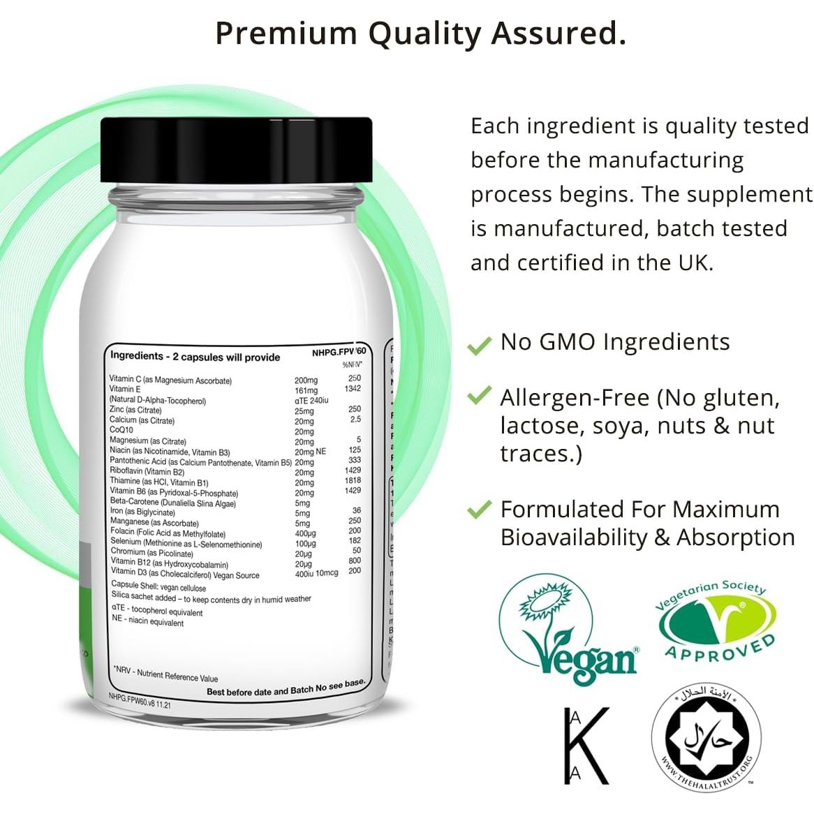 NHP Advanced Fertility Support for Women - Nutrients for Conception, IVF Support & Pregnancy, Scientifically Formulated with Active Vitamins & Minerals for Optimal Fertility Health 60 Vegan Capsules