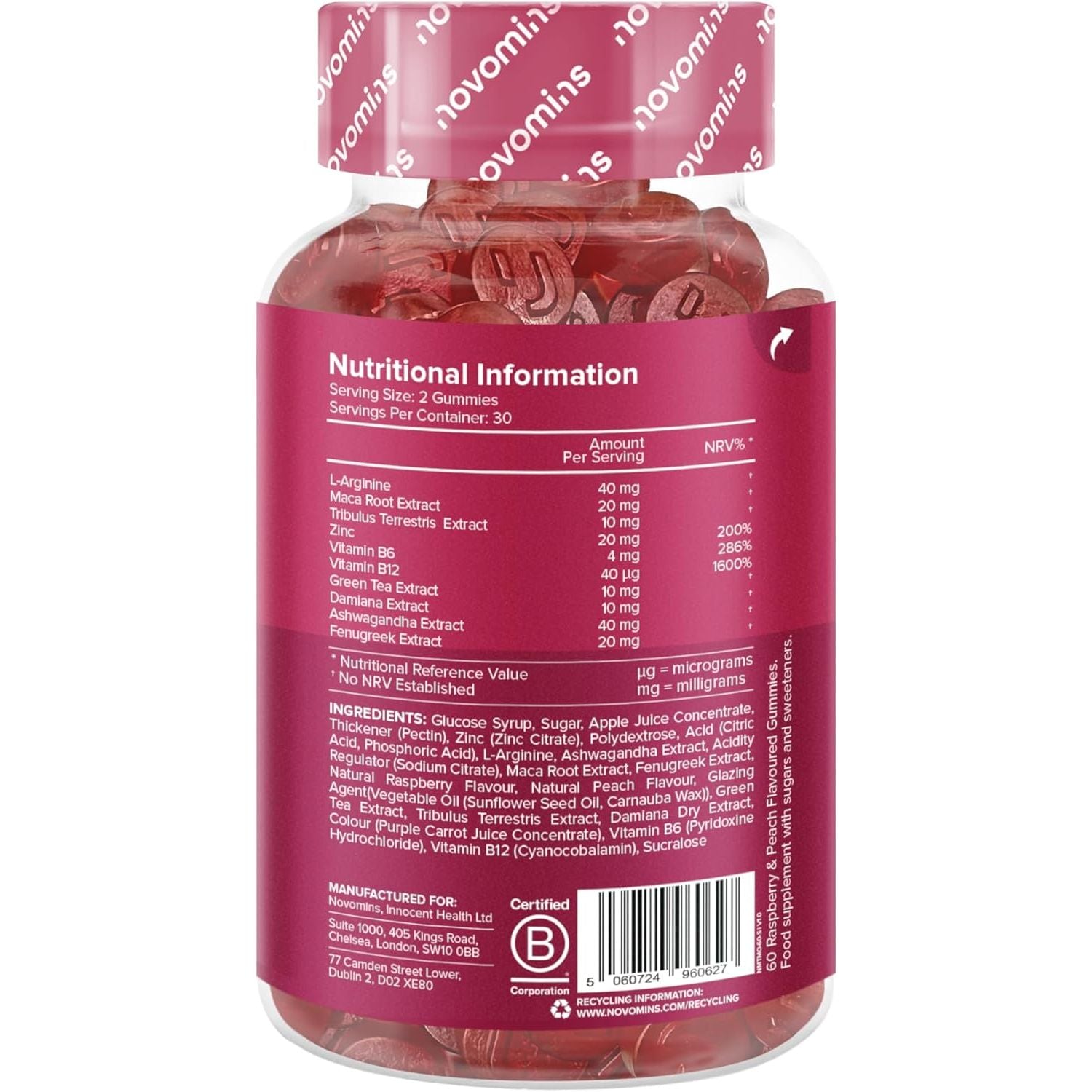 Turn Me on Gummies Women - Maca Root, Damiana, Fenugreek, Zinc, Vitamin B6 & Ashwagandha - Gluten-Free & Vegan - 60 Gummies for Women - Novomins