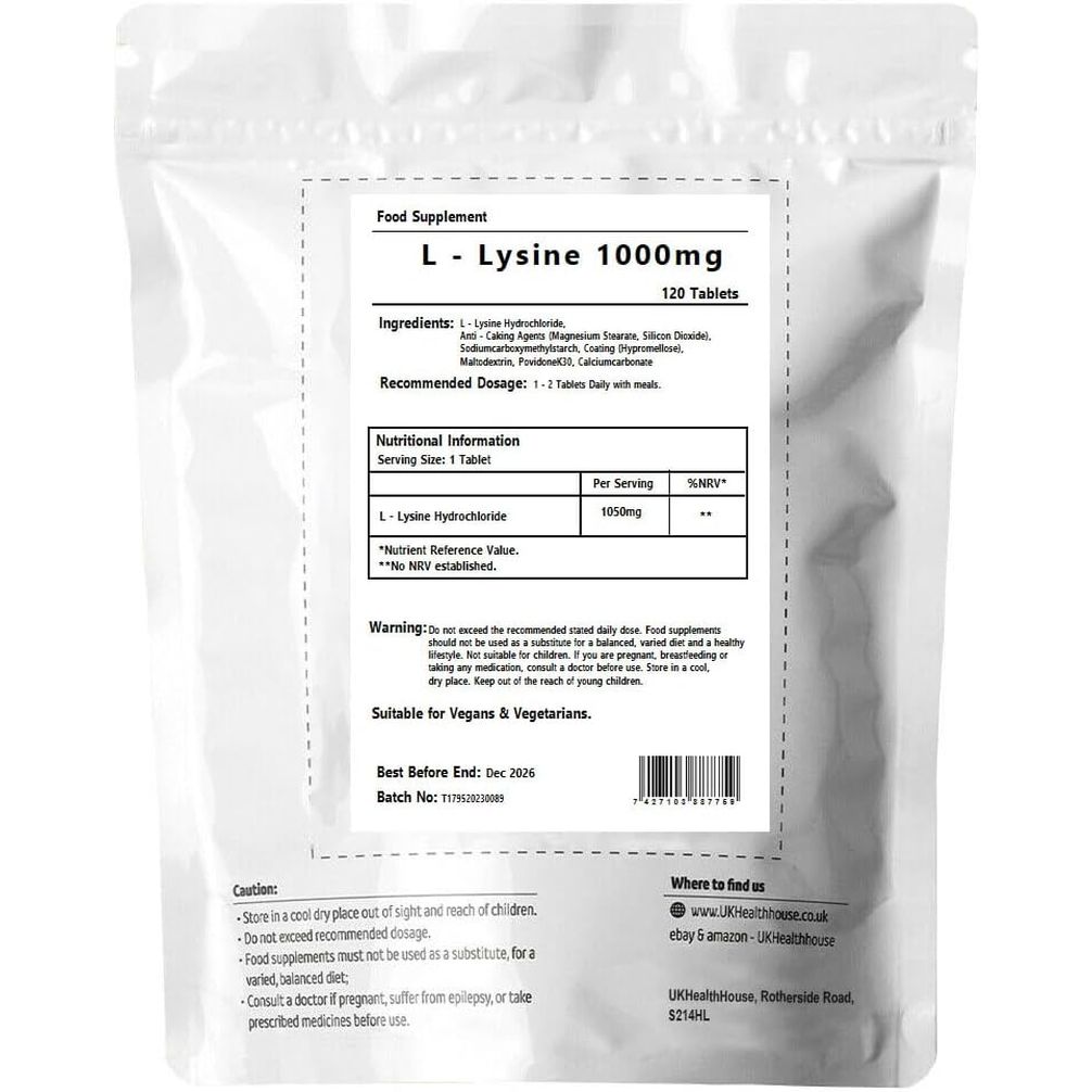 Ukhealthhouse L-Lysine 1000Mg Tablets (120)