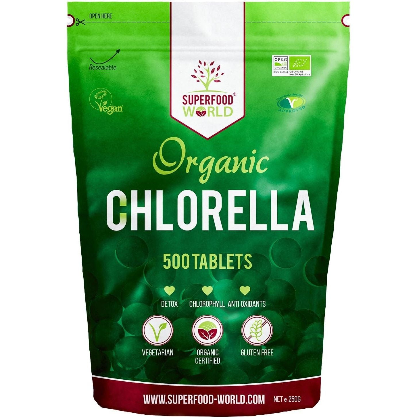 Organic Chlorella Tablets (500 X 500Mg) Premium Detox Chlorophyll Superfood | Natural Source of Vegan Protein, Minerals & Vitamins | Cracked Cell Wall | Ideal for Health, Detox, Skin, & Energy
